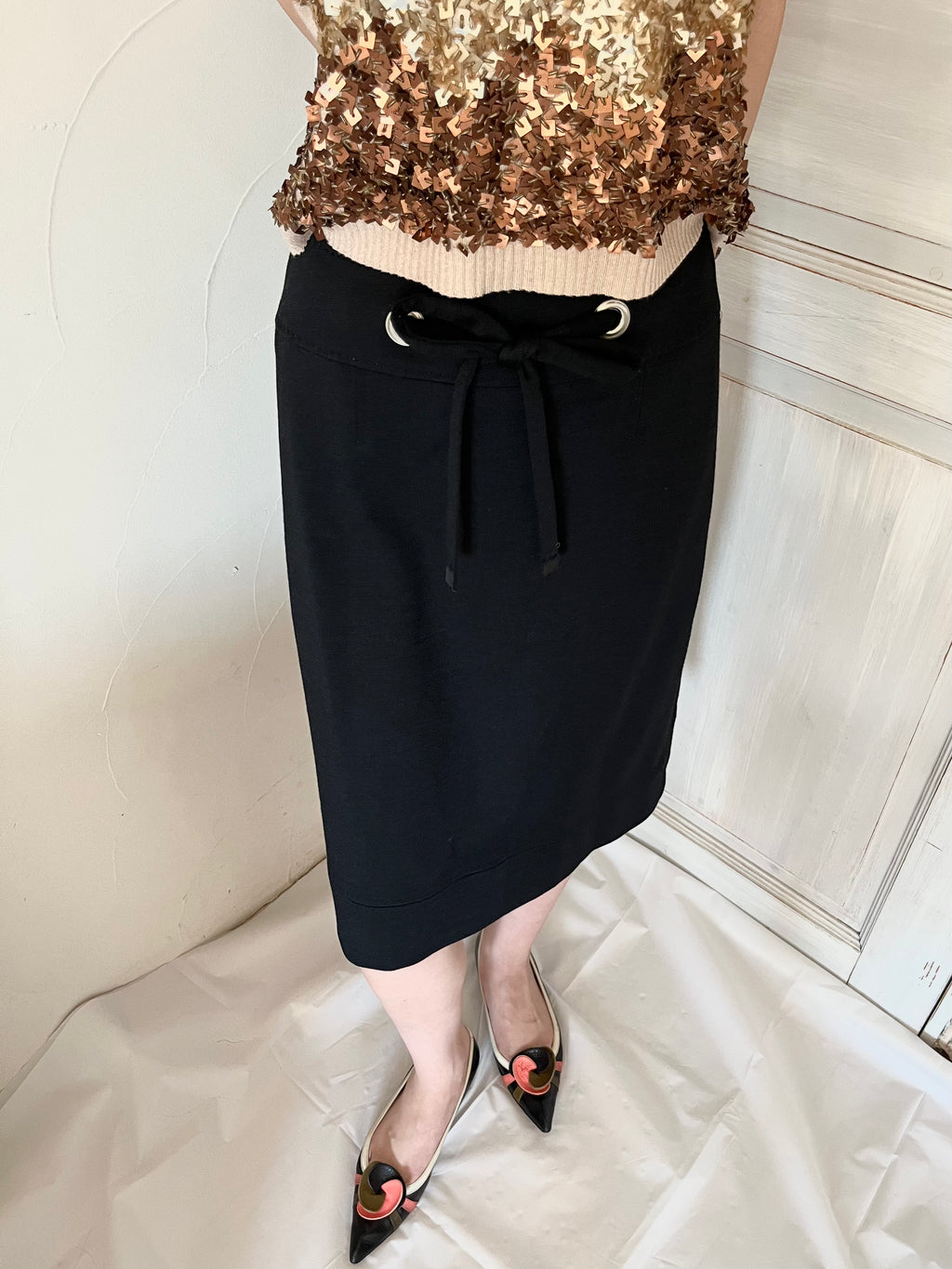 Black drawstring skirt